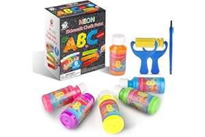 TBC THE BEST CRAFTS TBC Neon Paints, 6 Bottles 118ml Each Washable Neon Paint Set, Non-Toxic, Graffiti Toys for Children and Adults