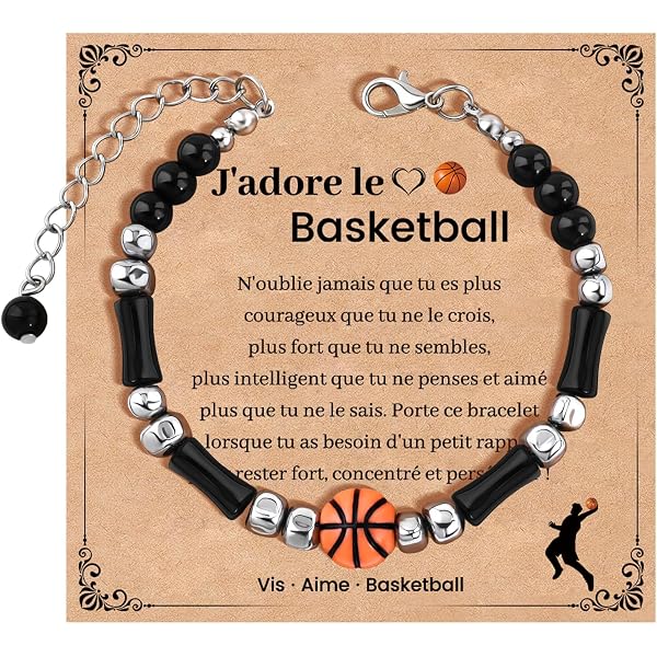 2 Bracelets Réglables Basket-ball - Cadeau Pour Joueurs Et Fans - Amitié, Esprit D'équipe - Taille Ajustable