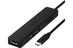 SABRENT Hub USB C HDMI 4K USB Tipo-C 6 Puertos 60W PD 1 Puerto USB 3.0 2 Puertos USB 2.0 Lector Tarjetas SD/Micro SD Compatible con MacBook Pro Air M3 M2 M1 iPad Pro Air, Surface Pro Laptops [HB-TC6C]