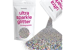 Hemway Ultra Sparkle Eco Friendly Biodegradable Glitter 100g - Gun Metal Grey Holographic | Ultrafine Plant-Based Metallic Flakes for Arts & Resin Crafts | Bio Supplies for Hair, Face & Nail Art
