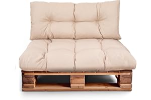 ‎BEST WOOL Best Wool Palettenkissen Set – Sitzkissen für Europaletten – Palettenpolster, Gefüllt mit Granuliertem Poulirette-Schaum – Inkl. Sitzkissen 120x80 +Rückenlehne 120x40