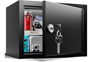 Grimtron Small Safe Box - (0.22 cu. ft.) Mini Money Safe with Key Lock for Kids, Medicine Safe for Grandmother, Phone Lock Box & PSP Safe Box for Improved Self-Control