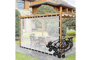 QSTGX Clear Tarp，Waterproof Pergola Covers，Plastic Side Panels with Eyelets for Balcony, Patio, Porch, Gazebos (Color : Clear, Size : 1.5x1.5m/4.92x4.92ft)