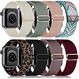 chinbersky 8 Stück Elastisches Nylon Loop Armband Kompatibel mit Apple Watch Armband 40mm 41mm 38mm,Stoff Verstellbares Dehnb