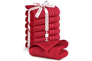 ‎DECOHOMETEXTIL HEIMTEXTILMANUFAKTUR DecoHomeTextil Handtuch-Set 6 Gästetücher 30 x 50 cm in Bordeauxrot aus 100% Baumwolle, hochwertig, kuschelweich und saugstark