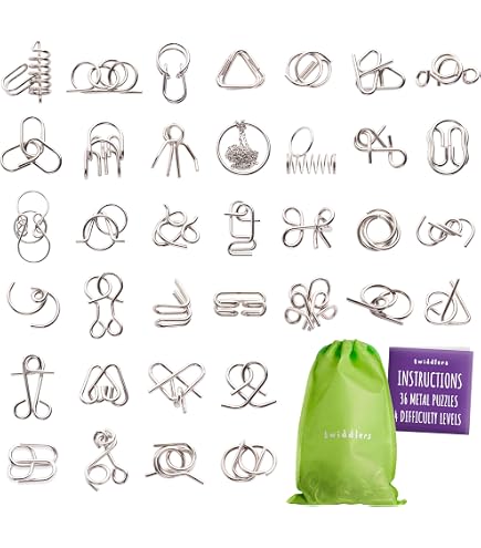 15 Casse-Têtes Métalliques En Fil – Niveaux Mixtes IQ Puzzle Acier, Défi Adulte & Enfant