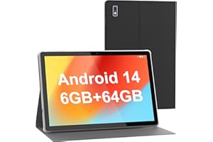 Tibuta Tablet 10 Zoll Android14 Tablets, 6GB RAM + 64GB ROM (128B TF), Quad Core Tablet mit Tastatur, 1280 x 800 FHD Bildschirm, 5000mAh Akku, GPS, WLAN, Bluetooth5.0, Dual Kamera (Grau)