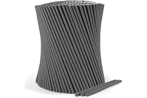 wisefood Papierstrohhalme Set, 500 Stück schwarze Strohhalme aus Papier, Ø 6 mm 20 cm, frei von PLA/PE, Biologisch abbaubare Einweg Trinkhalme aus stabilem Papier