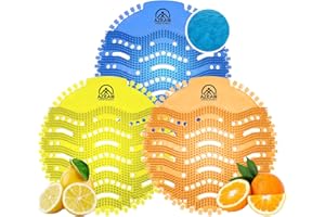 AZEAM Urinal Screen Deodorizer, Anti-Splash Urinal Bulk Blocks Pads Mats Scented Odour Neutraliser Filter for Bathroom, Offices, Restaurants, Schools, Etc. Fits Any Urinal 24pcs Ocean Breeze/Lemon/Orange
