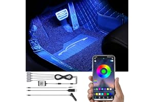 TABEN Voiture ambiant footwell éclairage APP contrôle lumière décorative Lampe Bricolage Refit Flexible 64 Couleurs éclairage intérieur atmosphère lumière 1 W DC 12 V