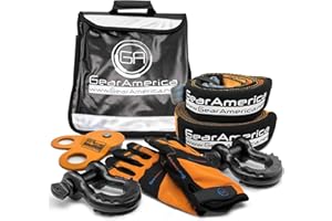 GA GEARAMERICA GearAmerica Off-Road Recovery Kit Black D-Ring Ultimate 4x4 Winching Accessories