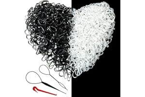 Hanyousheng Małe gumki do włosów, 1000 sztuk, mini gumki do włosów, elastyczne gumki do włosów dla niemowląt, do włosów dziecięcych (czarne i przezroczyste)