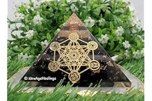 AMAZING GEMSTONE Piramide orgonica di tormalina nera per protezione da campi elettromagnetici e energia negativa | Piramide di cristallo di tormalina nera naturale (cubo di Metatron - 7 chakra)