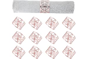 RUMIA 12 STÜCKE Silber Serviettenringe Set Serviettenhalter Metall Serviettenring für Esstisch Dekor Bauernhaus Serviettenring für Hochzeit Geburtstagsfeier Familie sammeln Tischdekoration (Roségold)