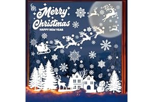 Natale Vetrofanie, AivaToba Adesivi Finestre Natale Rimovibile, Decorazioni Natalizie per Finestre, Statico Adesivi Decorativi Natalizi Fai da te per la casa Vetrofanie saldi Fiocco di Neve Stickers