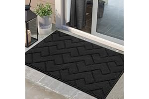 Biscpro Tapis de Porte Paillasson d'Entree Interieur et Extérieur Tapis Antidérapant et Absorbant, Lavable, pour Chambre, Cuisine, Couloir (Noir, 60 x 90 cm)