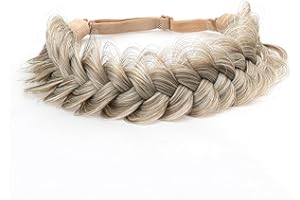 TOECWEGR Extensions Haarband Haarreifen Zopf Geflochten Classic Chunky Wide Plaited Wedding Fluffy Braids Wig Women Girl Beauty Accessory (Champagnerhöhen A011)