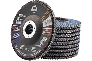 Merryland Disque à Lamelles 125 Métal pour Meuleuse d'Angle, 125mm Grain 80 T29 Disques à Rabat 10 Pièces, Corindon Bleu de Zirconium INOX Acier Fer Disques Abrasifs, Craft-Line FC1108414-10