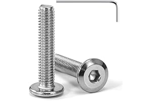 Tunejoy Tornillos de Cabeza Plana M6 x 30 mm Tornillo de Cabeza Hexagonal de Acero Inoxidable A2 V2A Perno de Muebles con llave Allen Rosca Completa 20 Piezas