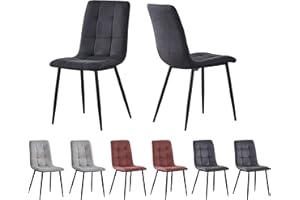 mcc direct Set of 2 Faux Matte Suede Leather Dining Chairs With metal Legs home& restaurants henri (Black)