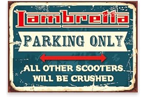 LP LIFESTYLE ‘Lambretta PARKING ONLY ‘ALL OTHER SCOOTERS WILL BE CRUSHED’ fun warning Sign. Tough, Durable and Rust-Proof Weatherproof PVC Sign for Outdoor Use, 297MM X 210MM. No 010