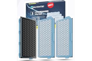HAYATEC 3x HEPA Filter für Miele Staubsauger S8340 Compact C1, C2 Complete C2, C3, S4000, S5000, S6000, S8000, S8360, Series. Ersatz für Miele s8340 Filter gegen Feinstaub & Gerüche