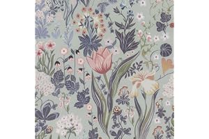LiKiLiKi Självhäftande tapet blå och lila blomtapet vintage väggfilm 44 x 1 000 cm blommor löv självhäftande film möbler tvättbar och vattentät möbelfilm för sovrum vardagsrum