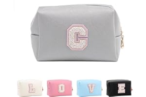 Anntry Bolsa de Maquillaje, Bolsa de Cosméticos Impermeable de Viaje, PU Cuero, Neceser de Baño, Bolsa De Aseo Y Almacenamiento para Mujer,Cosas Preppy para niñas Adolescentes (Letra A-Z)
