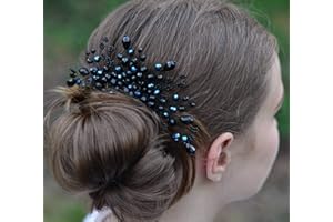 Kercisbeauty Wedidng Bridal Hair Accessories Black Crystal Hair Comb Headband Hair Vine Party Prom Women Headpiece