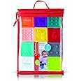 Infantino Squeeze and Stack Block Set - 10 Soft Colourful Blocks Featuring Numbers, Animals and Shapes for Sensory Exploration and Early Stacking Skills, 206711