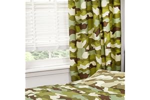 PRICE RIGHT HOME Army Camouflage Lined Curtains 66in x 54in (137cm Wide) (168cm Drop)