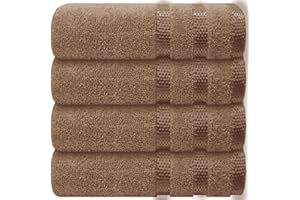 Casabella Deluxe 4 Beige Hand Towels 100% Combed Cotton Super Quality Hand Towels for Kitchen (50X90 CM) Towels Set for Bathroom Hotel Gym