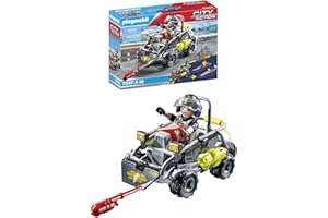 Playmobil 71147 Quad Transformable de Bandit - City Action - avec Un Personnage à Visage Interchangeable et Un véhicule d'intervention des Forces spéciales avec Effets sonores et Lumineux - Dès 5 Ans