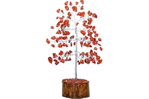 FASHIONZAADI Red Jasper Gemstone Tree of Life | Energy Healing Stones Decoration Sculpture Wealth Prosperity | Meditation Gift Feng Shui Chakra Balancing Stone | Home Decor Tree (7-8 inch)
