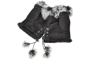 ZLYC Femmes d'Hiver Demi-Doigts Gants Chauds Fourrure Artificielle Gants Sans Doigts