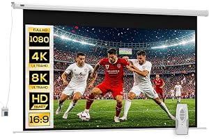 HOMCOM Projektionsskärm 221 x 125 cm 100 tum 16:9 HD 4K Motor
