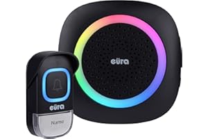 Campanello senza fili "EURA" WDP-46A3 - nero, ampliabile, 230 V CA, 60 melodie, portata fino a 200 m, controllo del volume, portanome