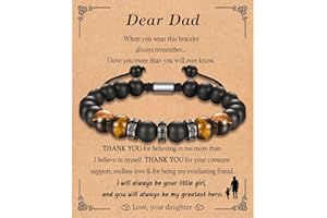 KORAS Gifts for Men Boys, Boyfriend Husband Bracelet Tiger Eye Bracelet for Dad Grandad Son Uncle Brother, Beads Bracelet Present for Birthday Fathers Day Christmas Valentines Day