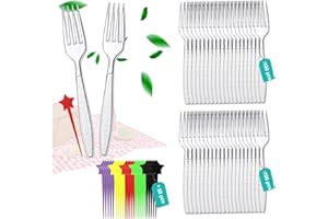 SUNSHINE SMILE Plastikowe sztućce, plastikowe widelce, 200 sztuk, plastikowe sztućce, nóż i widelec, plastikowy nóż, widelec na imprezę, sztućce wielokrotnego użytku