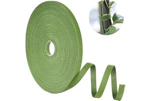 Adiwo - Självhäftande band för växter med kardborre, 25 m, grönt, återanvändbart, dubbelsidig, 10 mm, självhäftande, för klättring, mångsidigt, väderbeständigt