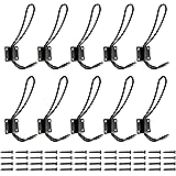 OUSHINAN Rustic Entryway Hooks | 10 Pack of Black Wall Mounted Vintage Double Coat Hangers with Large Metal Screws Included