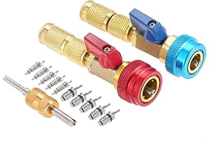 Aupoko R134A Valve Core Quick Remover Installer, High Low Pressure Valve Core Remover Tools Kit for R13A Refrigerant Air Conditioner System