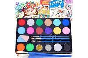 Chennyfun Kinderschminke Set,16 Einhörner Children's Face Paint Set, Waschbar für Kunstausstellung Halloween Party Colsplay Makeup Body Festliche Gesichtsfarbe Kinder,Geschenk für Halloween & Fasching