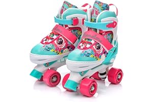 ‎METEOR meteor Retro Rollschuhe Disco Roll Skate wie in den 80er Jahren Jugend Roll-Schuhe Kinder Quad Skate 5 Verschiedene Farbvarianten Inline-Skates Einstellbare Größe des Schuhs