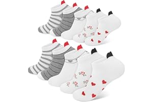 COZYOWN 10 Paires Chaussettes Femme Coeur Fantaisie Chaussette Coton Basses Femme Courtes Invisibles Socquettes Motif en Cadeaux pour femmes
