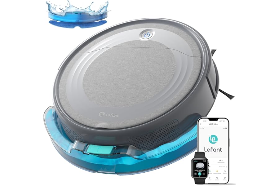 Lefant M310 Ultra Robot Vacuum Cleaner, 6000Pa, ToF Laser Navigation, Precise Obstacle Avoidance, Anti-Tangle, Ideal for Pet Hair, Hard Floors, App Control