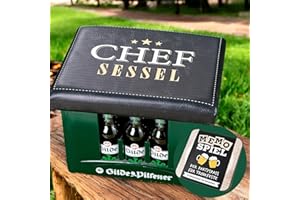 ‎CULT AT HOME CULT at home Bierkasten Aufsatz Chefsessel - Bierkastensitz inkl. Bierdeckel Memospiel - Sitzauflage für Bierkiste Getränkekiste - Hocker für Balkon u. Camping