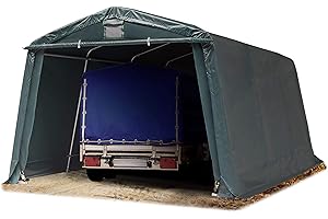 TOOLPORT Portable Garage 3.3 x 4.8 m Carport Tent Heavy Duty PVC approx. 500 g/m² Vehicle Shed compact Storage Shelter 100% waterproof in dark green