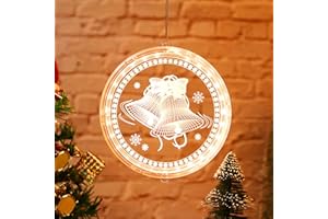BSEICAL Lampki okienne, dekoracje świąteczne, zasilane bateriami, LED, ciepła biel, z przyssawkami i haczykami, do wewnątrz i na zewnątrz (24 cm, dzwonki)