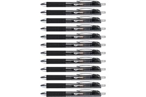 Amazon Basics infällbar gelpenna, fin spets (0,7 mm), svart, 12 st., 1-pack